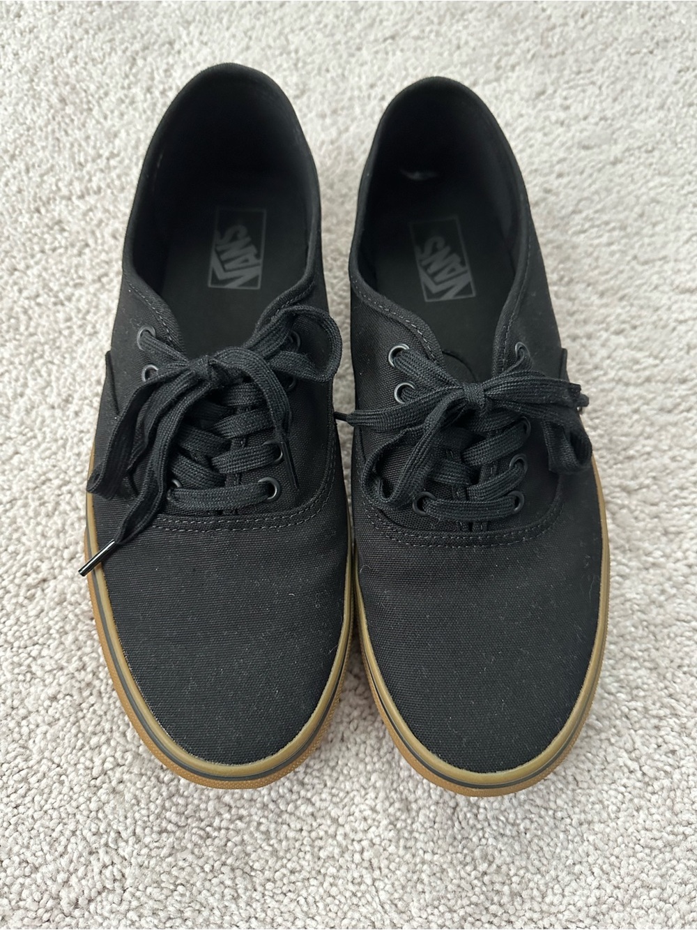 Vans Men's Black Canvas Sneakers with Gum Sole